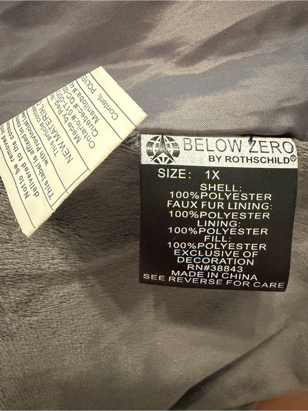 Below Zero by Rothschild Light Gray Quilted  Jacket - Picture 4 of 4